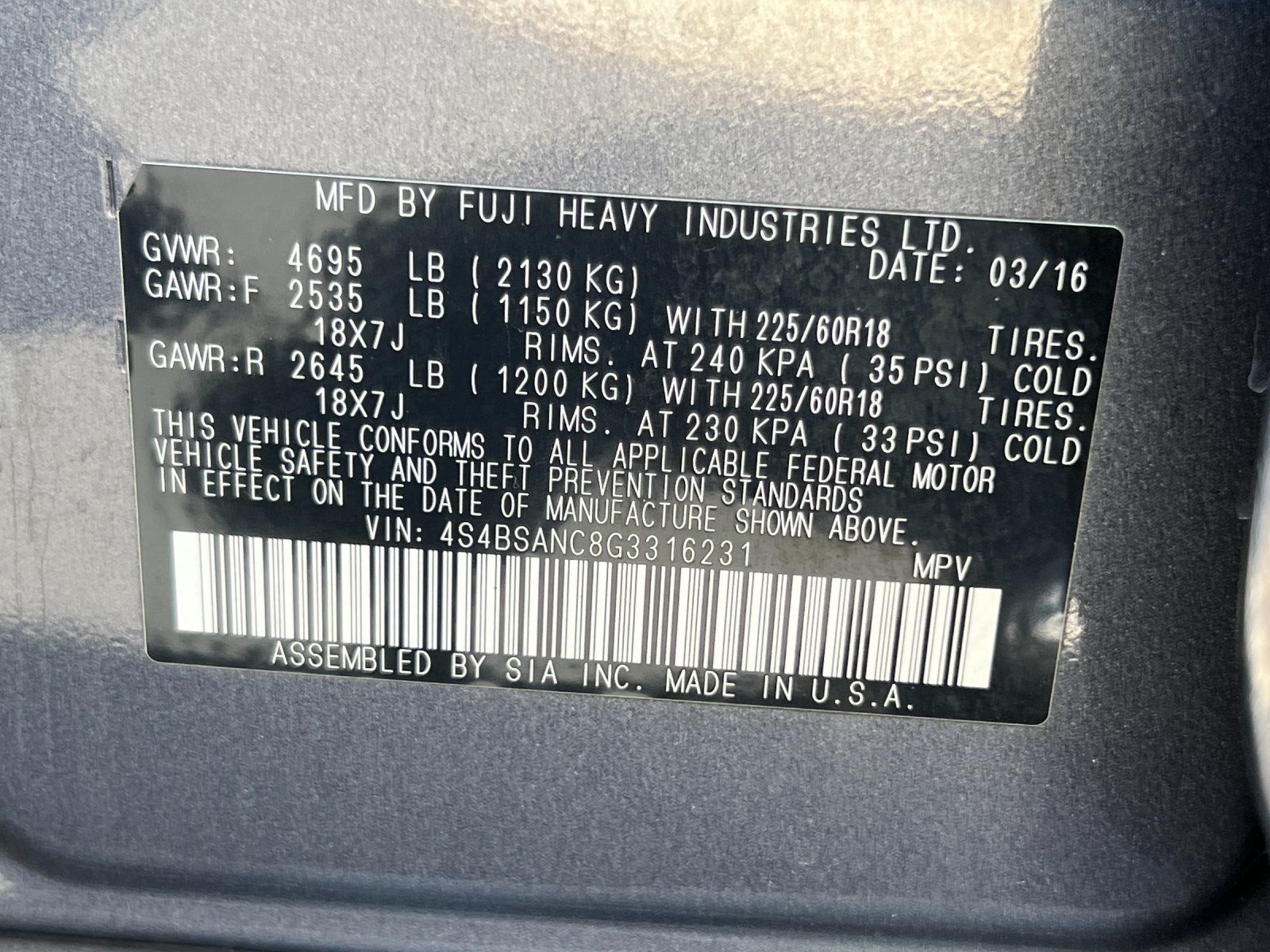 2016 Subaru Outback 2.5i — full photo 28 of 28